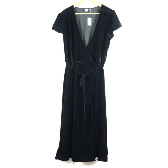 NWT Gap Velvet Midi Wrap Dress L - Picture 2 of 8